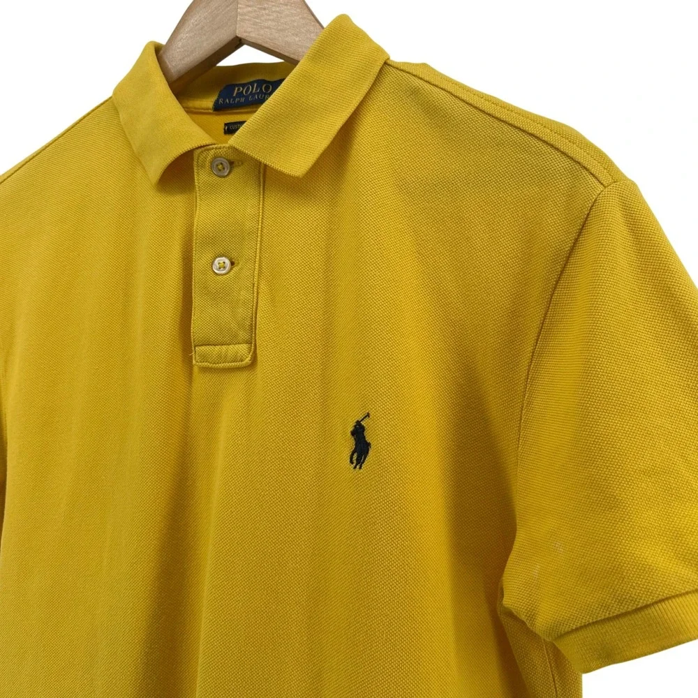 Polo Ralph Lauren Mens Custom Slim Fit Pique Polo Shirt Yellow Small RN 41381